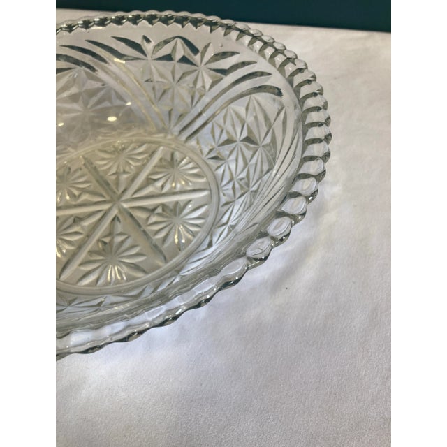 Vintage Cut Glass Serving Bowl For Sale - Image 4 of 9