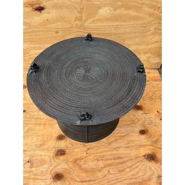 Mid 20th Century Vintage Bigger Than Average Bronze Asian Rain Drum Table For Sale - Image 5 of 12