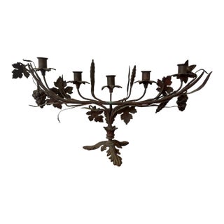 Antique French Iron Candelabra, Grapes and Wheat Motif For Sale