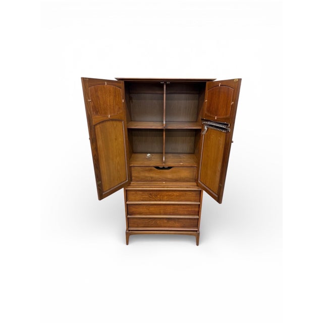 Lane Furniture Mid-Century Modern Lane Rhythm Walnut Armoire For Sale - Image 4 of 6