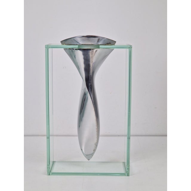 Silver Art Vase in Aluminum and Glass attributed to Lisa Mori, Italy, 1980s, Set of 4 For Sale - Image 8 of 18
