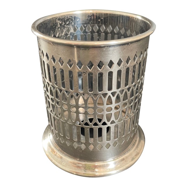 Vintage Sheffield Silver Co Pierced Silverplate Jar Holder For Sale