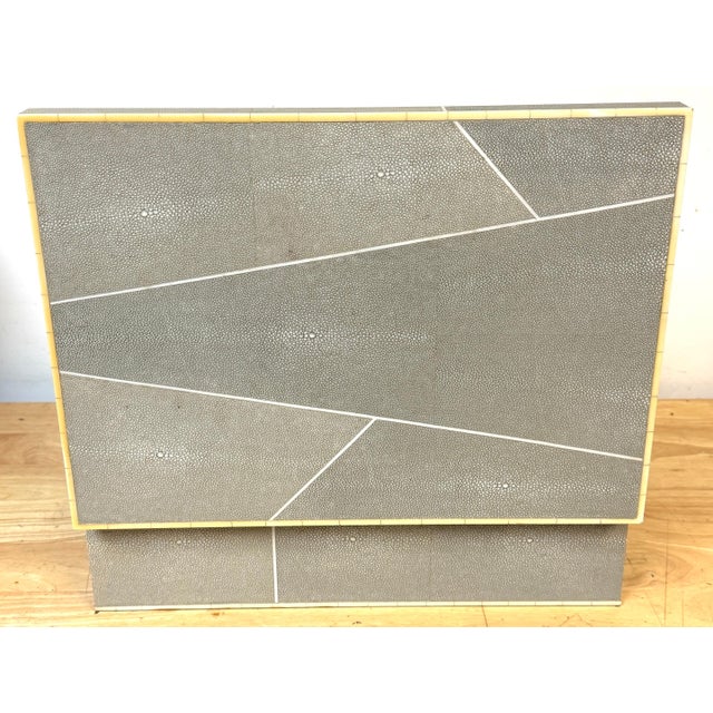 Late 20th Century Monumental Geometric Faux Shagreen and Ivory Decorative Box For Sale - Image 5 of 16
