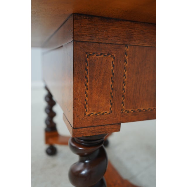 Baker Highly Inlaid 1 Drawer Continental Library Table Desk For Sale In Philadelphia - Image 6 of 12