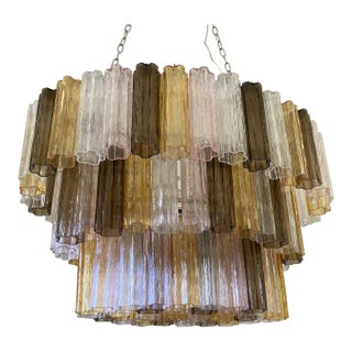 Contemporary Huge Multicolour "Tronchi" Murano Glass Chandelier in Venini Style For Sale