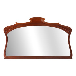 Large Art Nouveau Wooden Chimney Mirror, 1890s For Sale