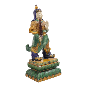 Large Old Chinese Sancai Glazed Pottery Ming Guardian Warrior Figure Statue