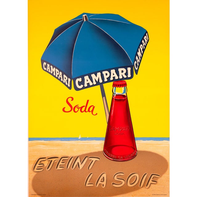 Campari Soda — Éteint la Soif — Traub — 1963 A charming and highly effective advertising poster for Campari Soda, created...