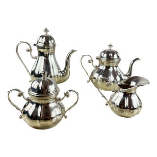 Tea Set in 800 Silver, 1980s, Set of 4 For Sale