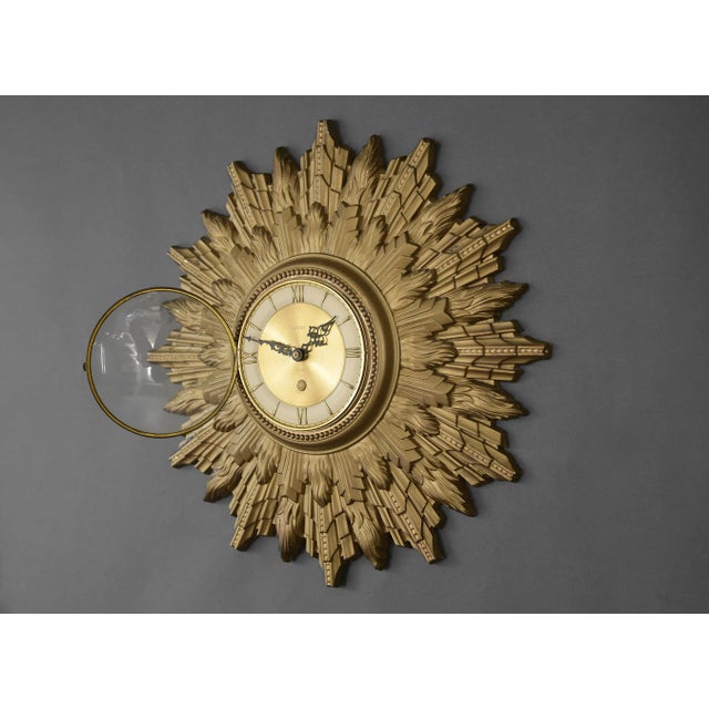 1970s Mid Century Welby Art Deco Style Starburst Wall Clock For Sale - Image 4 of 12