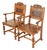 Early Romweber Antique English Jacobean Carved Oak and Burl Wood Armchairs, Pair For Sale