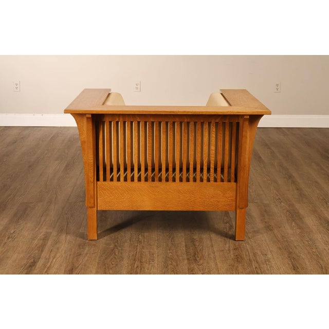 Stickley Mission Collection Prairie Spindle Oak Lounge Chair For Sale - Image 18 of 18