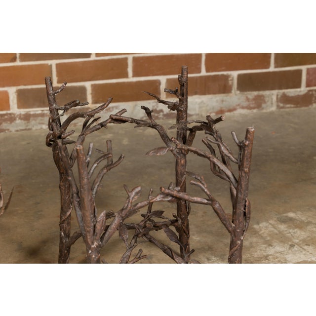 Pair of Midcentury French Iron Twig Drinks Table Bases with Cross Stretchers For Sale - Image 12 of 12
