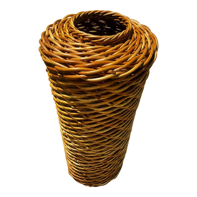 Late 20th Century Ateliers Handwoven Willow Vessel Sculpture For Sale