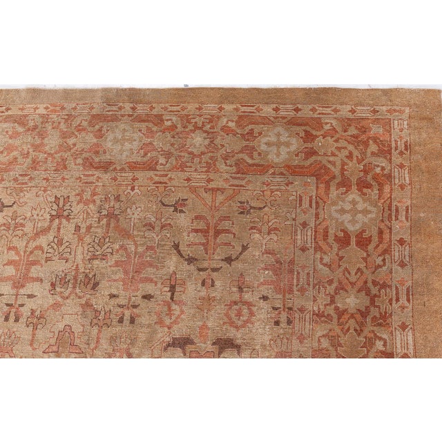 Fine Antique Indian Amritsar Orange, Brown Hand Knotted Wool Rug For Sale In New York - Image 6 of 9