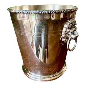 1960s Silver Plat Wine Cooler Regency Vintage Lion Head Handles by P H Vogel Exquisite Lion Head Solid Handles
