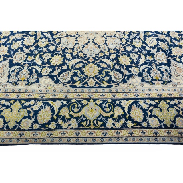 Kashan Oriental Rug in Blue & Cream For Sale - Image 9 of 13