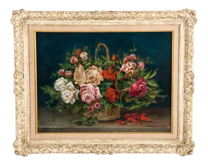 Early 20th Century Oil / Board Painting With Wood Frame .