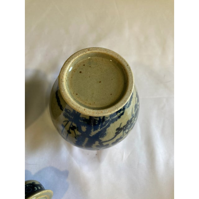 Vintage Asian Gray & Blue Urn & Vases- Set of 2 For Sale In Oklahoma City - Image 6 of 6