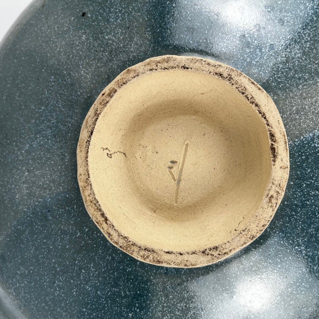 Dark Blue and Green Glazed Ceramic Bowl by Pierre Baey, 1960s For Sale - Image 9 of 11