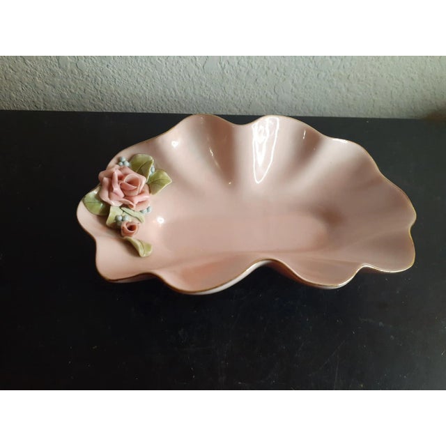 Ceramic 1960s Porcelain Beebe California Floral Ruffled Bowl For Sale - Image 7 of 7