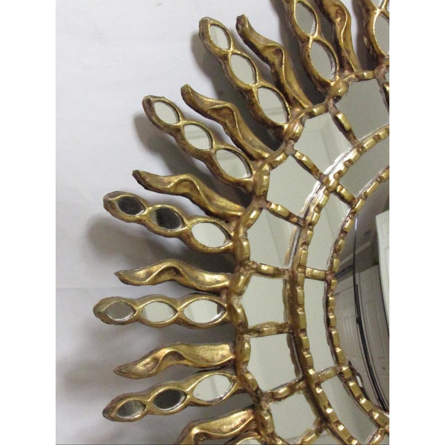 1960s Spanish Giltwood Sunburst Mirror For Sale - Image 5 of 13