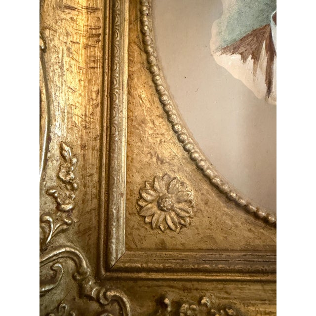 Antique Fine Art Pair of John Hardwicke Lewis Portrait Paintings in Ornate Gilt Frames - 1874 For Sale - Image 9 of 11