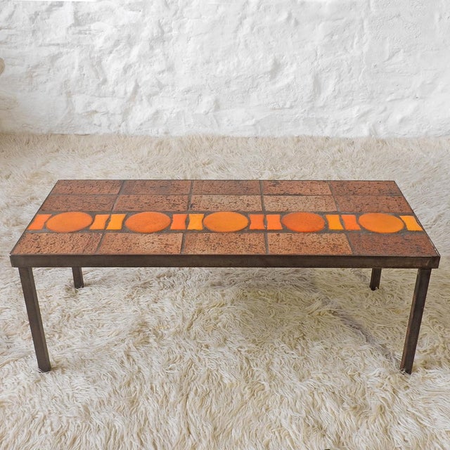 Vintage Ceramic Coffee Table attributed to Jean Jaffeux, France, 1970 For Sale - Image 9 of 9
