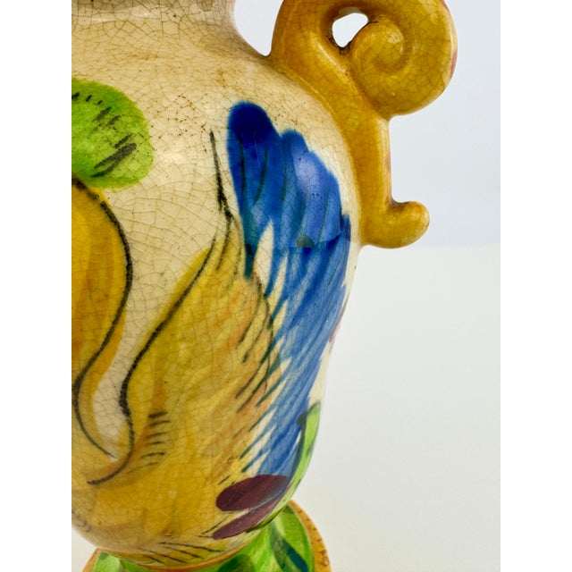 Japanese Antique Japanese Hand-Painted Dragon Crackle Glaze Vase For Sale - Image 3 of 11