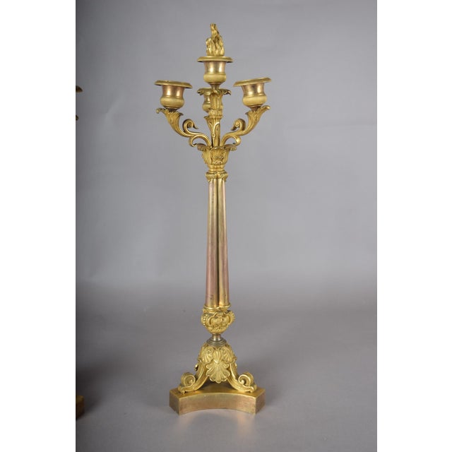 French Ormolu Gilded Bronze Candleholders, Set of 2 For Sale - Image 10 of 15
