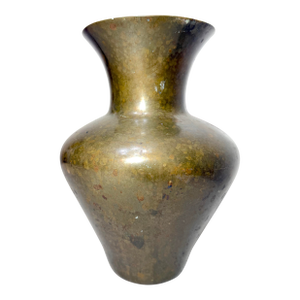 Very Heavy Antique Handmade Arts and Crafts Forged Thick Brass Vase Urn