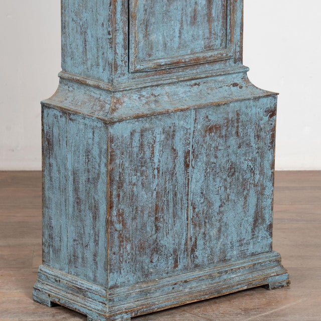 Early 19th Century Swedish Blue Painted Pine Grandfather Clock For Sale - Image 12 of 14