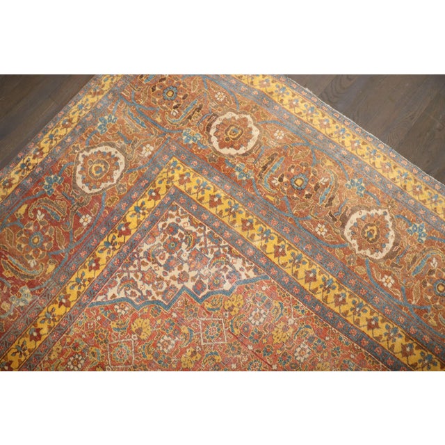 Stunning Blue Antique Tabriz Carpet - 10' x 13' For Sale - Image 10 of 12