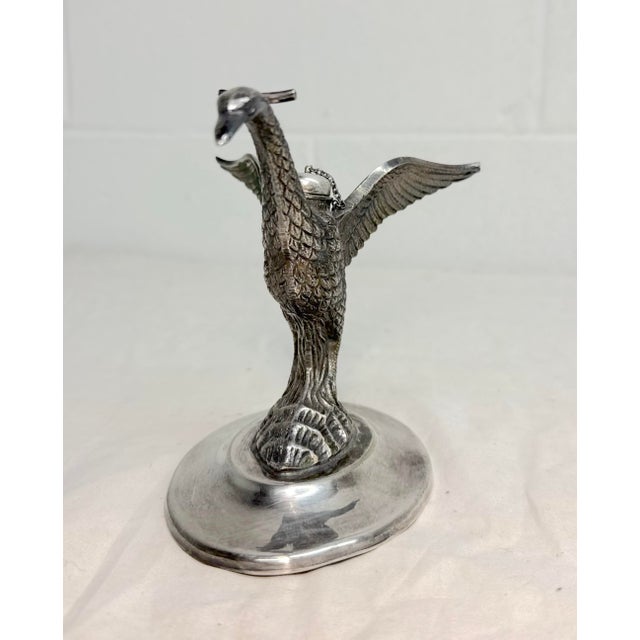 Metal Antique Silverplate Swan Bird Brandy Glass Warmer Table Top Oil Lamp Heater For Sale - Image 7 of 12
