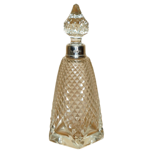 Antique Sterling Silver Perfume Bottle in Cut Glass Crystal, 1890