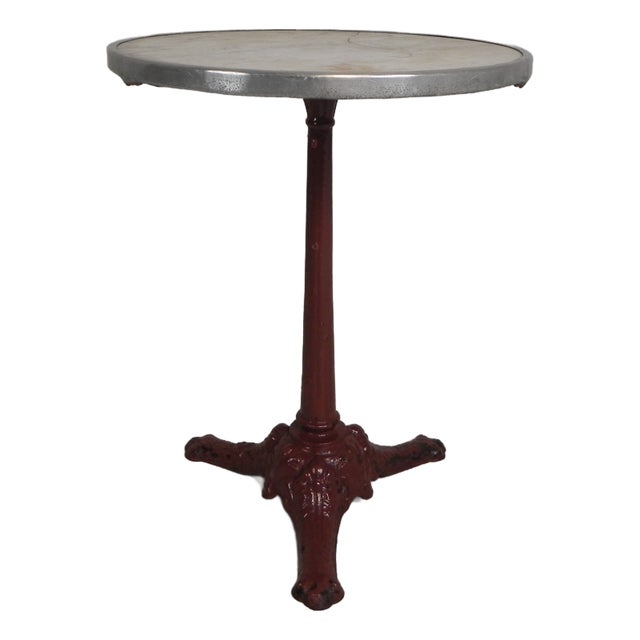 Bistro Table with Cast Iron Legs and Marble Top, 1920s For Sale