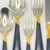 Metal Service for 15 - Yamazaki "Lindi" Black Handle Gold Accent 75-Pieces: 15 Place Settings With Individual Neiman Marcus Storage Pouches For Sale - Image 7 of 17