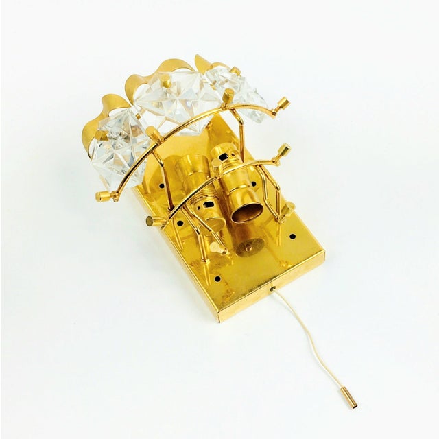 Metal Faceted Crystal Glass & Brass Wall Light from Kinkeldey, Germany, 1970s For Sale - Image 7 of 9