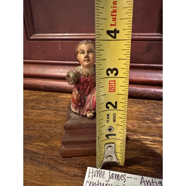 18th Century Polychromed Wooden Santos Sculpture- Christ Child Holding a Sparrow- On Stand For Sale - Image 10 of 10