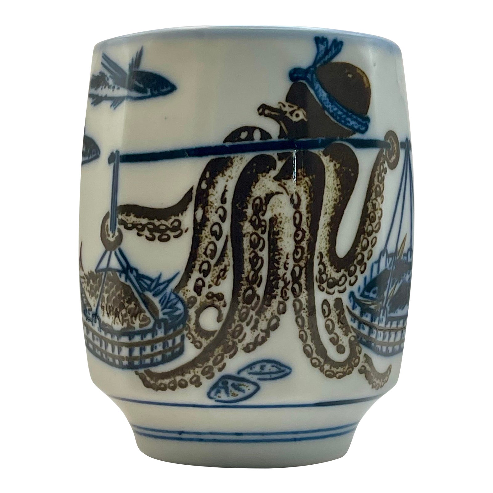 Vintage Fishing Octopus Cup | Chairish