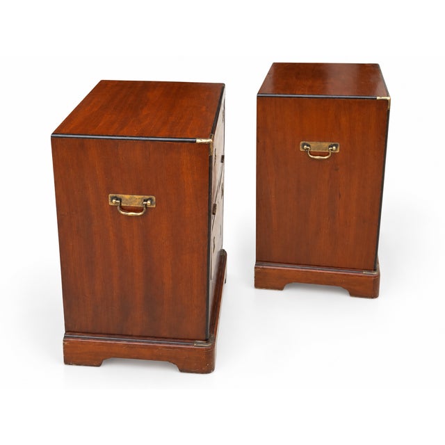 National Furniture Company 1970s National Mt. Airy Campaign-Style Nightstands — Pair For Sale - Image 4 of 11