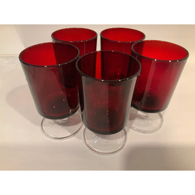 Ruby Red Cavalier Glasses Made in France, a Set of 5 For Sale In New York - Image 6 of 9