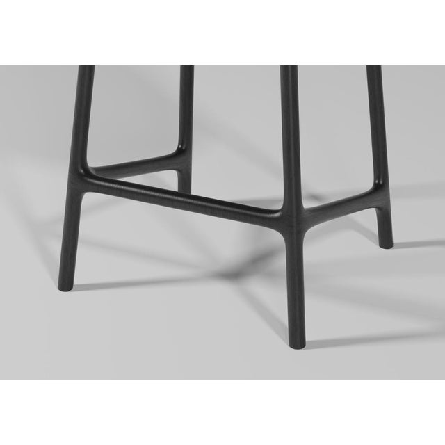 Modern Modern Soft Stool in Black Fabric and Black Wood by Javier Gomez For Sale - Image 3 of 6