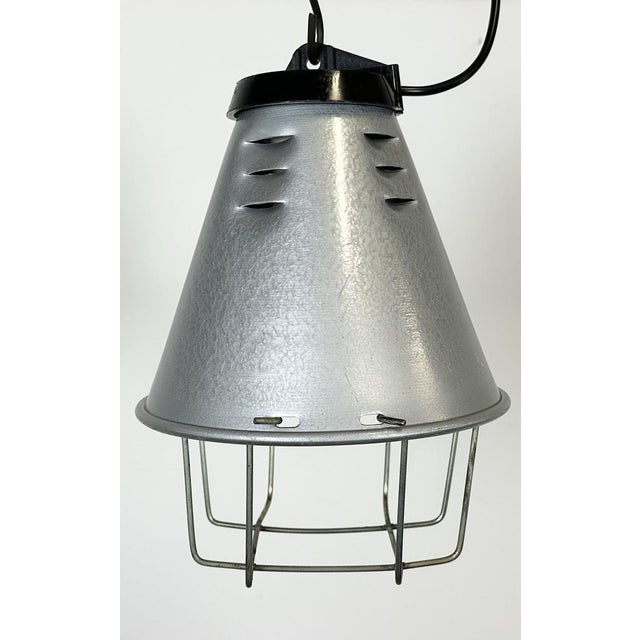 Industrial Grey Aluminium Cage Pendant Lamp, 1970s For Sale - Image 6 of 18