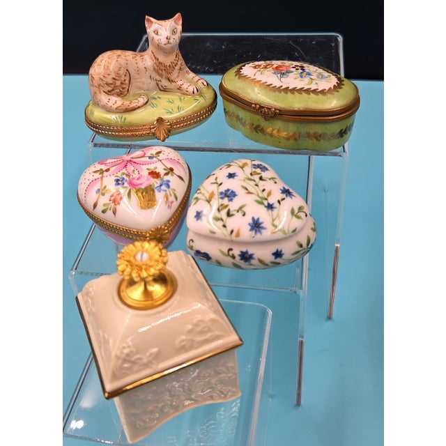 Vintage Curated Collection Fine Porcelain Trinket Boxes Featuring Tiffany & Co., Limoges & Lenox- Set of 5 For Sale - Image 18 of 18