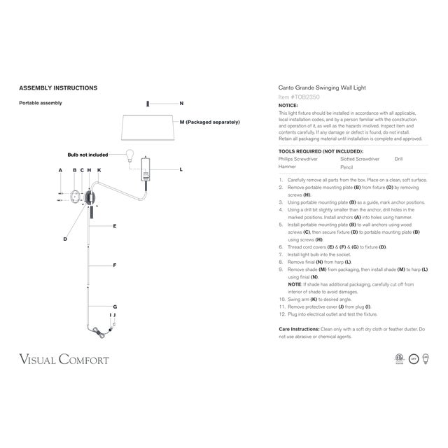 Visual Comfort Thomas O'Brien for Visual Comfort Signature Canto Grande Swinging Wall Light in Bronze and Brass with Linen Shade For Sale - Image 4 of 6