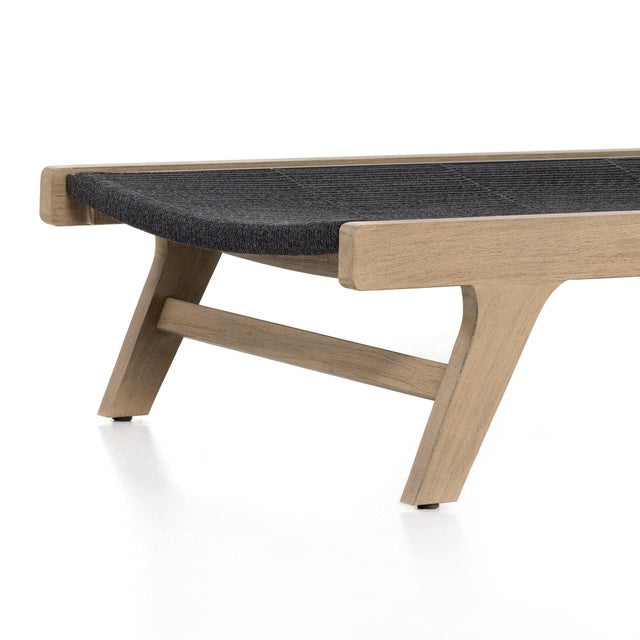 Four Hands Julian Outdoor Chaise - Dark Grey Rope and Washed Brown For Sale - Image 10 of 12