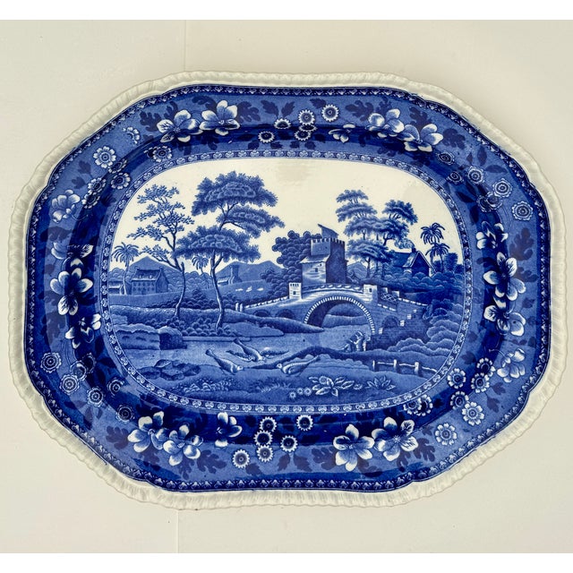Antique Copeland Spode Tower Blue & White Transferware Platter, 17 Inch, Circa 1903 For Sale - Image 18 of 18