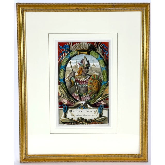 A pair of rare and beautifully colored engravings of "Muteczuma" and "Athabaliba" from John Ogilby's "America." Published...