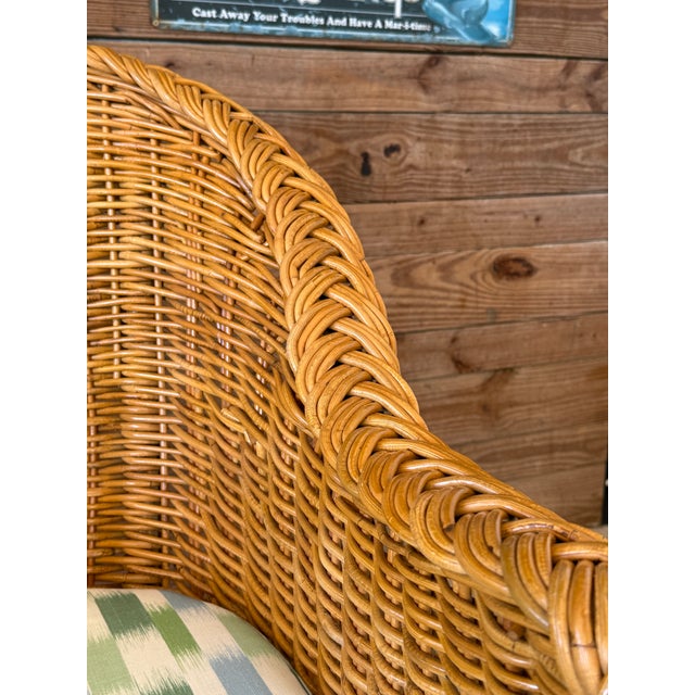 Late 20th Century Restored Rattan Braid Side Chairs Newly Upholstered-Pair For Sale - Image 9 of 12